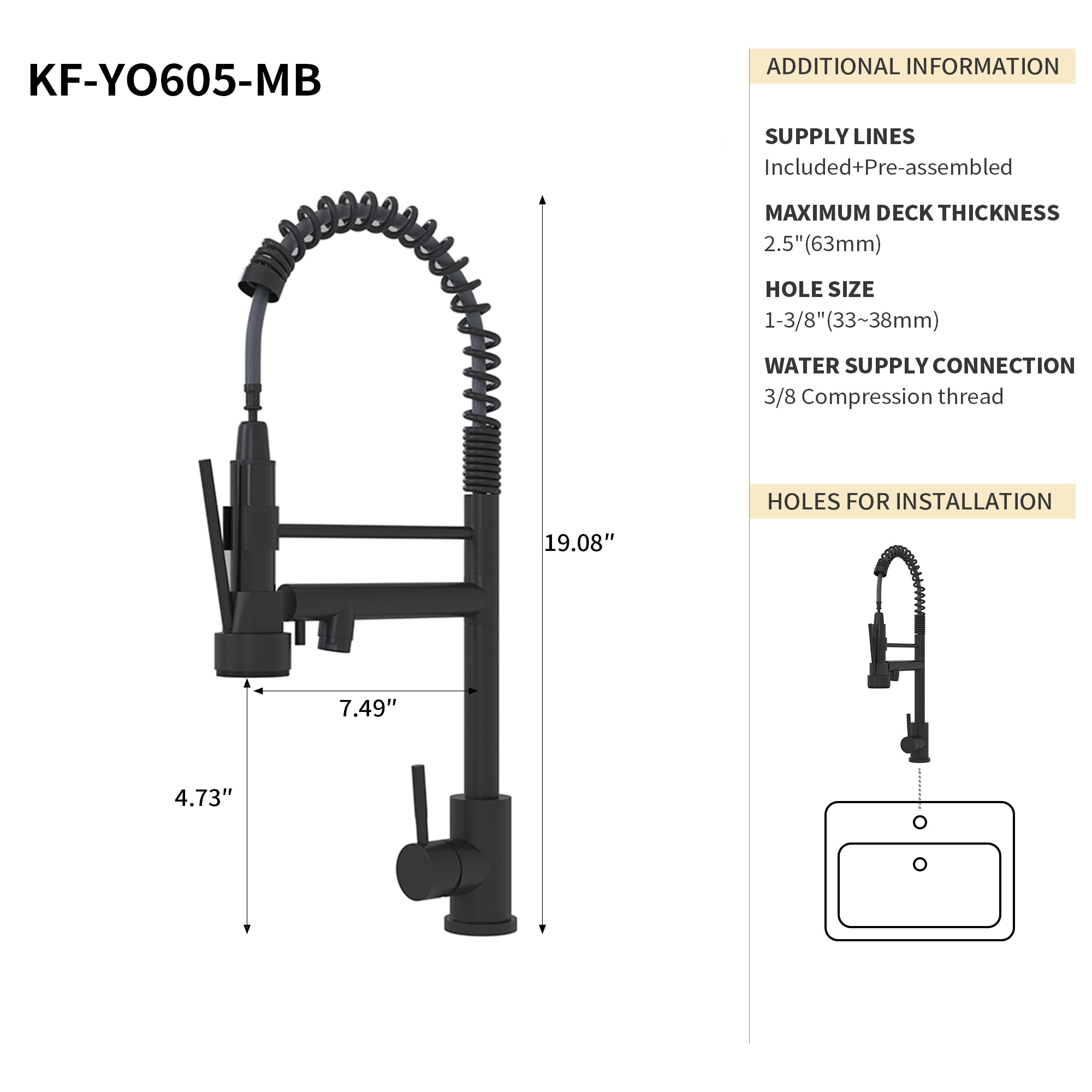 2-Way Spray Mode and Stream Mode Kitchen Faucet