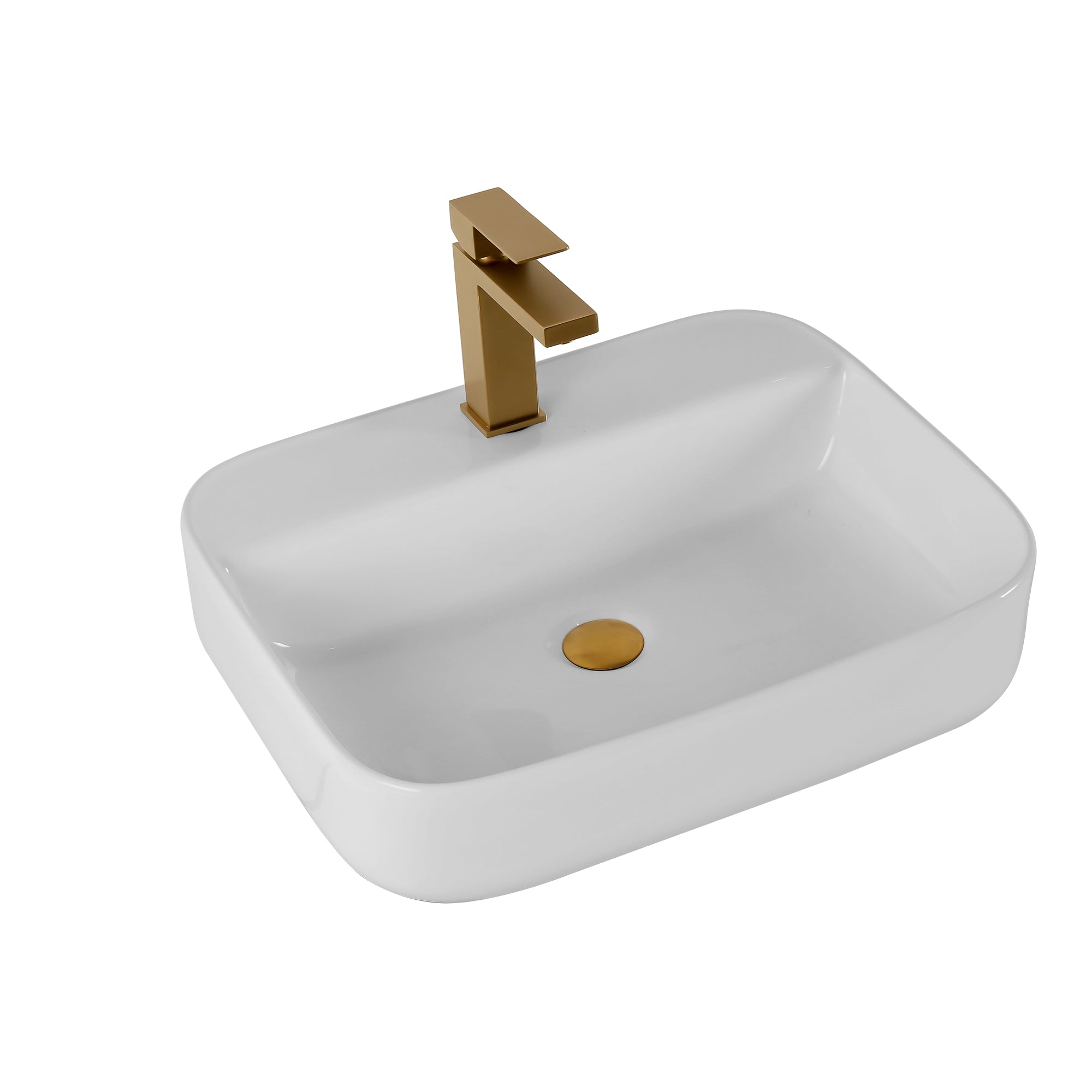 Bathroom Countertop Ceramic Sink White Rectangle Shape 20.47'x16.14'x5.31'