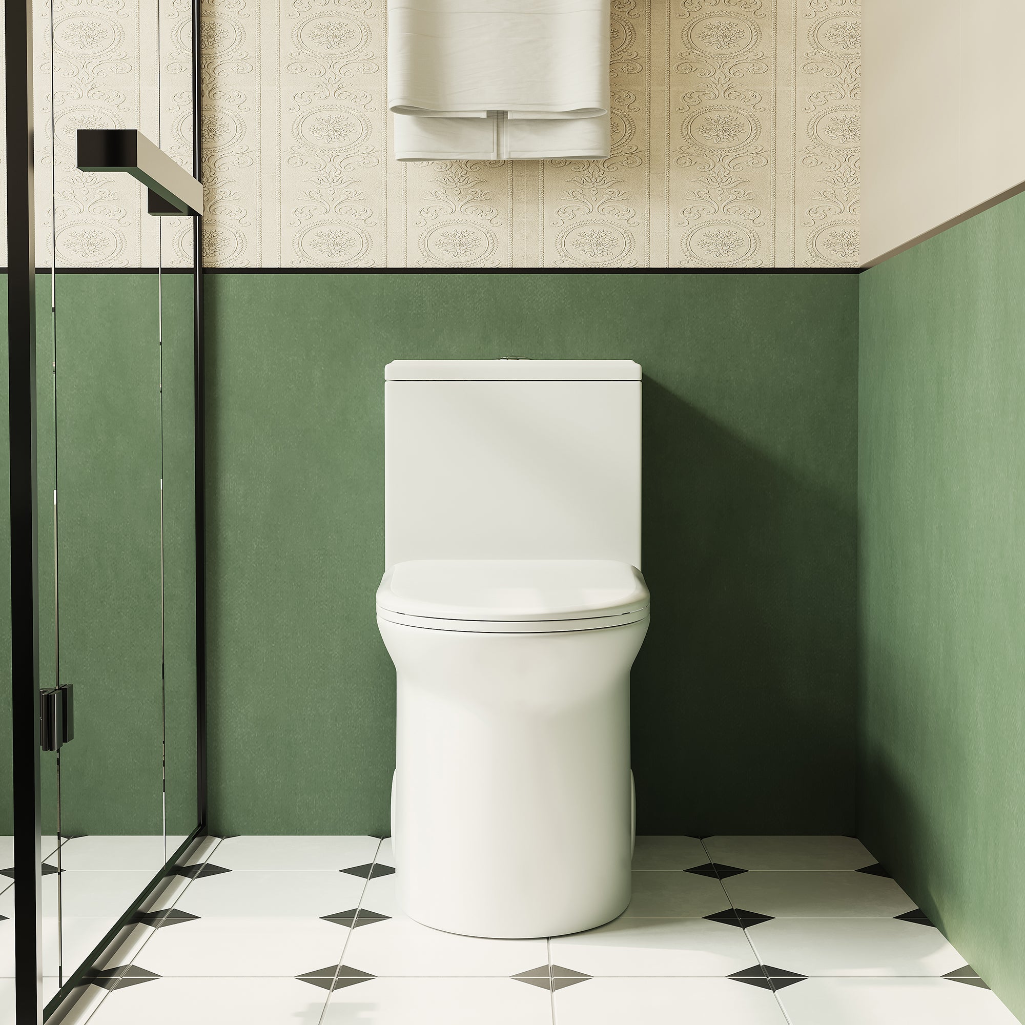 Bothwa Home 1.1/1.6 GPF Elongated Comfort Height Floor Mounted One Piece Dual Flush Toilet